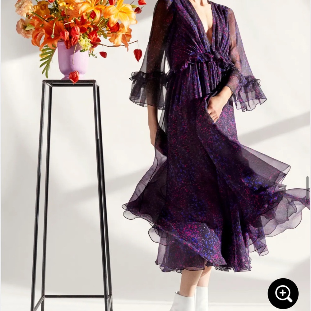 Carolina Herrera Black and Purple Long Sleeve Dress